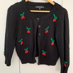 Retro cropped cardigan with cherries